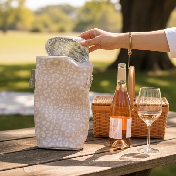 Chico's Handbags - Chico's Snow Leopard Insulated Wine Bag